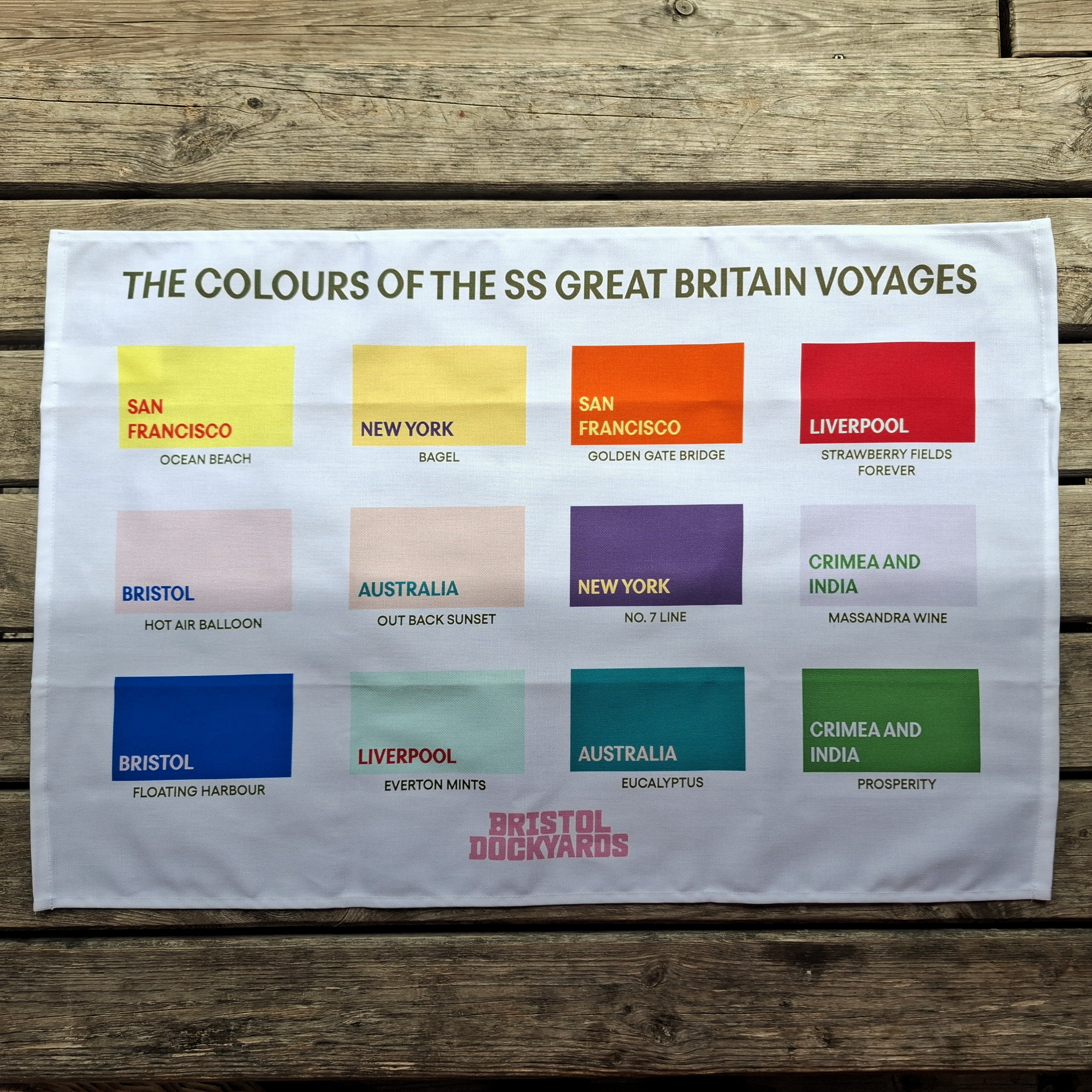 Colours of the SSGB Tea Towel