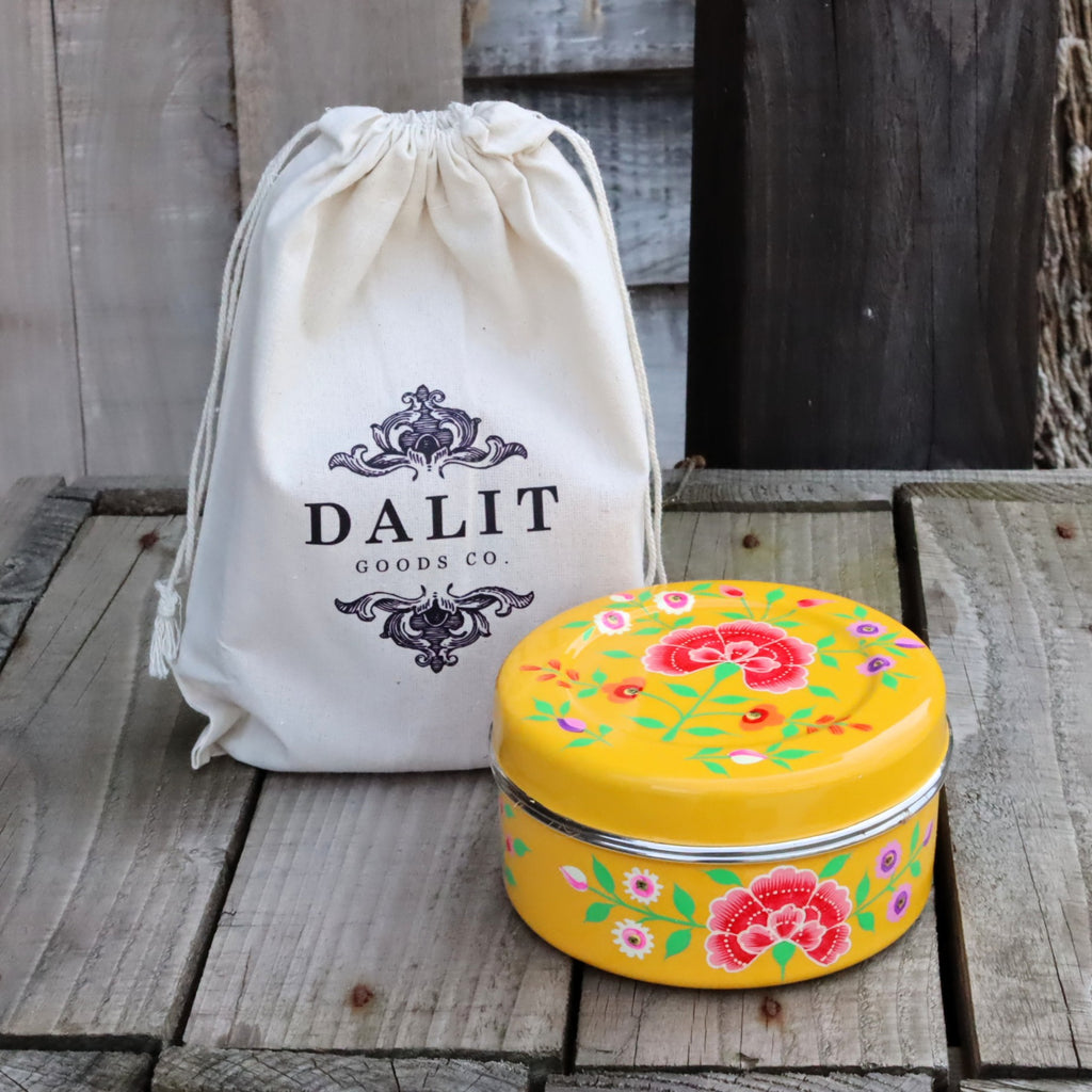Hand-Painted Stainless Steel Container with 5 D'light Lavender Candles