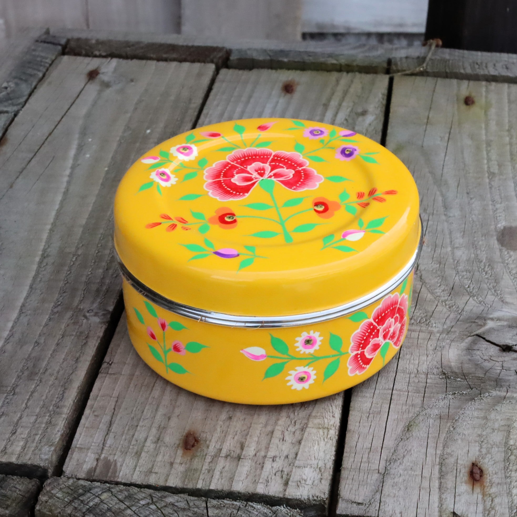 Hand-Painted Stainless Steel Container with 5 D'light Lavender Candles