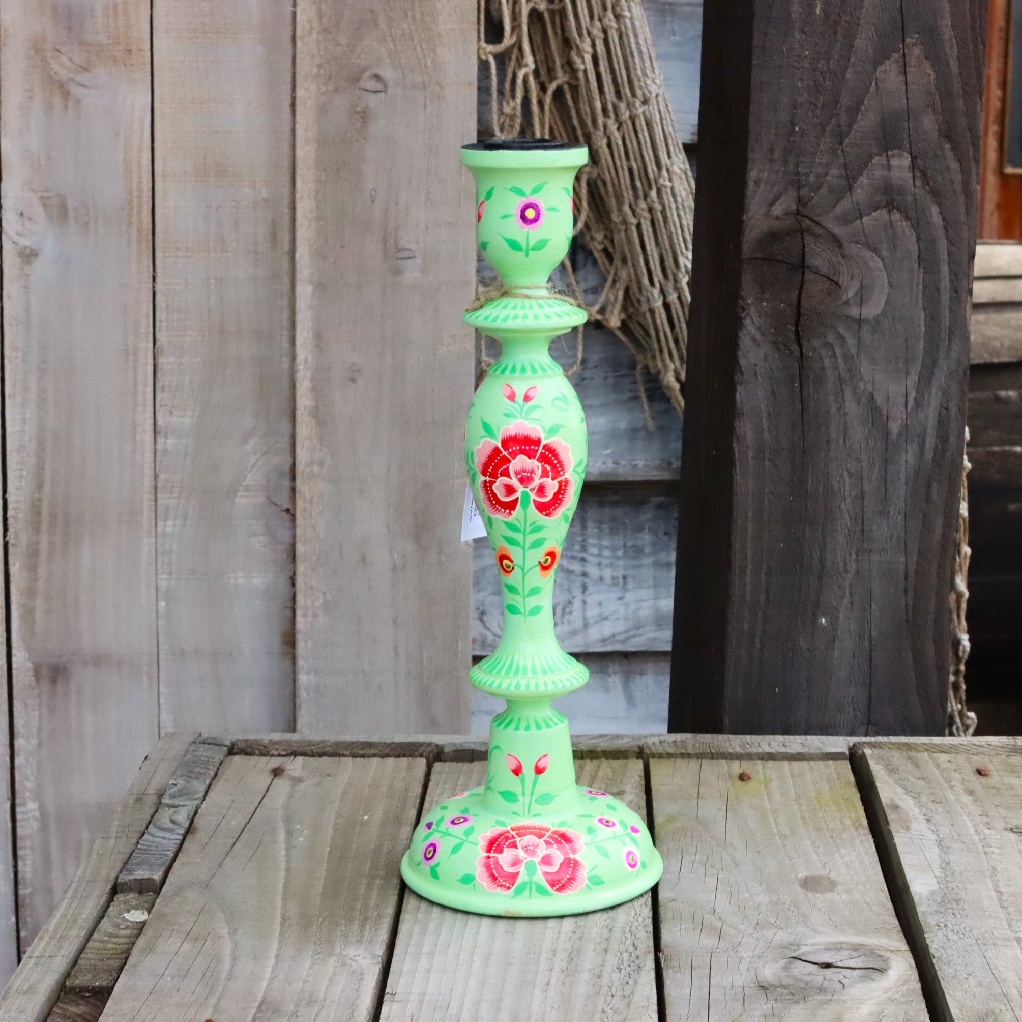 Hand Painted 12″ Candle Stick Holder