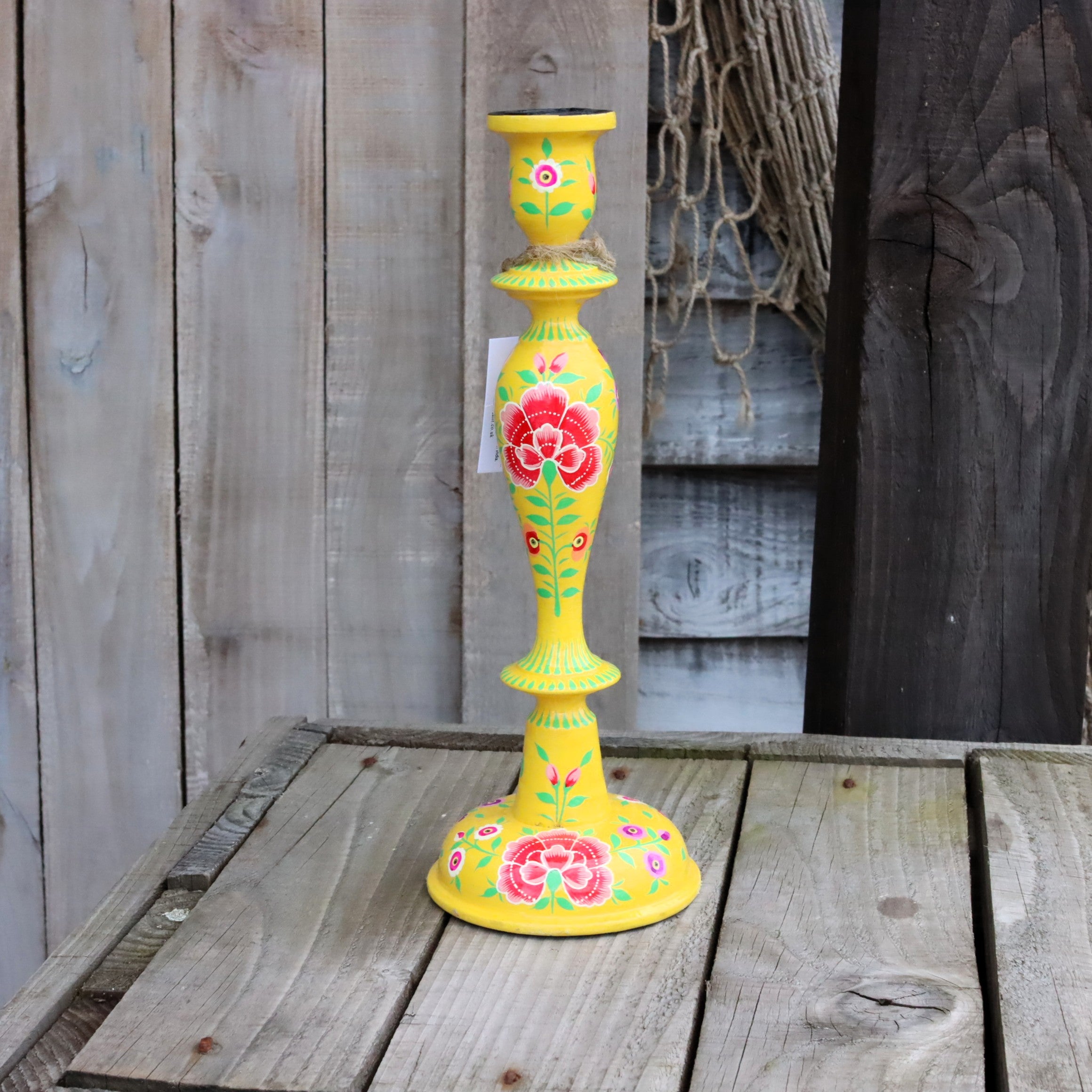 Hand Painted 12″ Candle Stick Holder