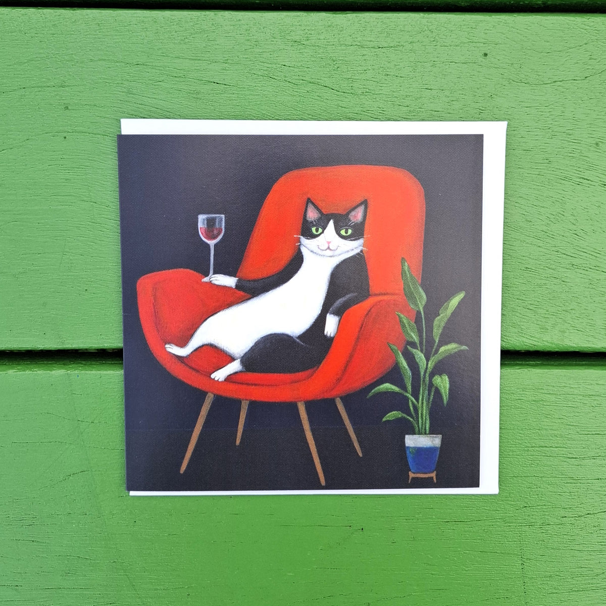 Reclining Cat Greetings Card