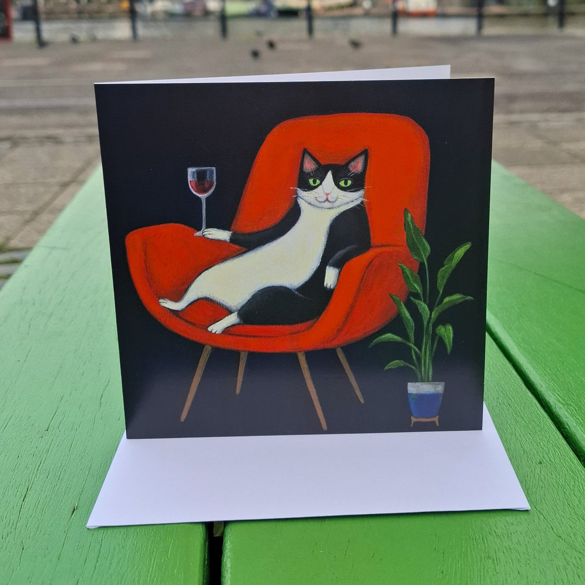Reclining Cat Greetings Card