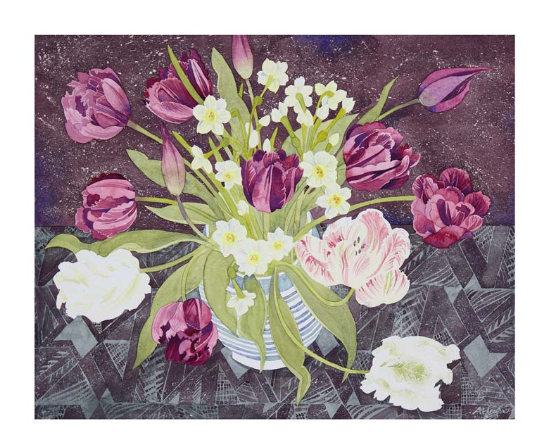 Sandler Mug with Tulips and Narcissi Greetings Card