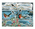 Robins and Teasels Greetings Card
