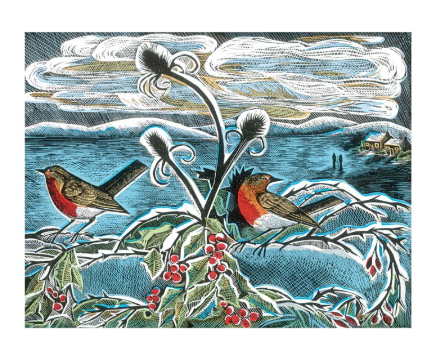 Robins and Teasels Greetings Card