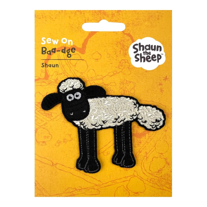 A Shaun the Sheep embroidered patch from Wallace and Gromit