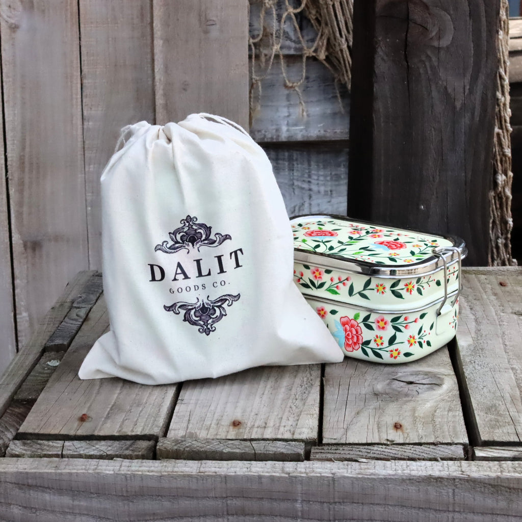 Stainless Steel Hand-Painted Tiffin Style Lunch Box