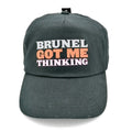 Black child's baseball cap with the slogan 'Brunel Got Me Thinking'